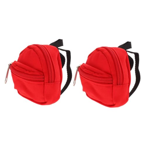 ibasenice Miniatur-puppenrucksack-Set mit Reißverschluss Ankleide-Schultasche für Puppen Multifunktionales Spielzubehör Rot für Puppen von ibasenice