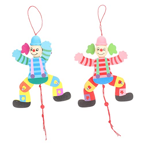 ibasenice 2 Stück Schnur Zugleinen-Clown-Spielzeug Handpuppe Clown- -Marionette Zubehör für Puppenspiele interaktives Spielzeug Kinder bastelset Puppet Marionettenkinder Clown-Puppe Holz von ibasenice