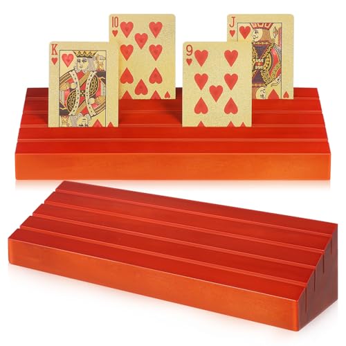 ibasenice 2 Stück Spielkartenhalter Aus Holz 4 Reihen Pokerkarten-Display Deck Karten-Organizer Tablett Pokerspiel Brücke Für Erwachsene Und Kinder von ibasenice