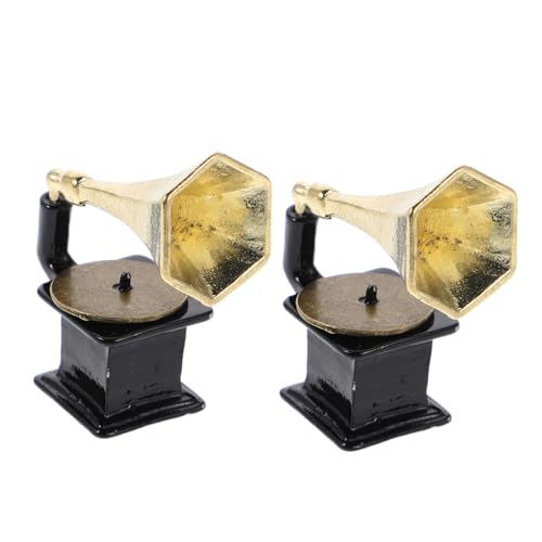 ibasenice 2 Stück Teiliges Miniatur-Phonograph Retro Vintage Mini Schallplattenspieler Detaillierte Miniatur Modell für Puppenhaus Dekoration Nostalgisches Musik-Accessoire für Sammler und ibasenice 2 Stück Teiliges Miniatur-Phonograph Retro Vintage Mini Schallplattenspieler Detaillierte Miniatur Modell für Puppenhaus Dekoration Nostalgisches Musik-Accessoire für Sammler und von ibasenice
