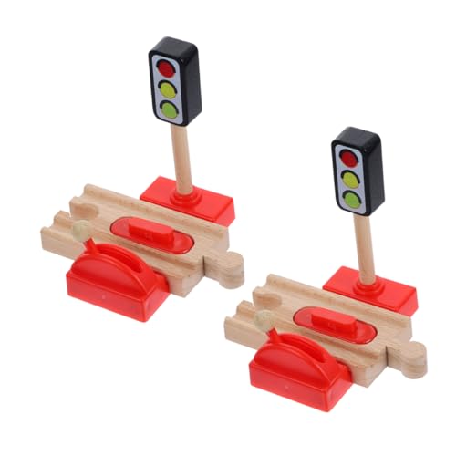 ibasenice 2 Stücke Holz Zug Set Verkehrs Signal Verkehrs Signal Mini Simulation Eisenbahn Ampel Zug Verkehrs Licht von ibasenice