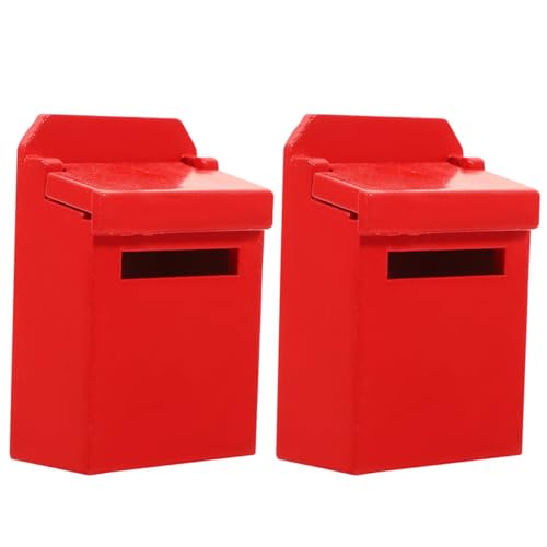 ibasenice 2 Stücke Modell Mailbox Decor Miniatur Bins Mailing Kit Puppenhaus Figuren Mini Möbel Modell Holz Rot von ibasenice