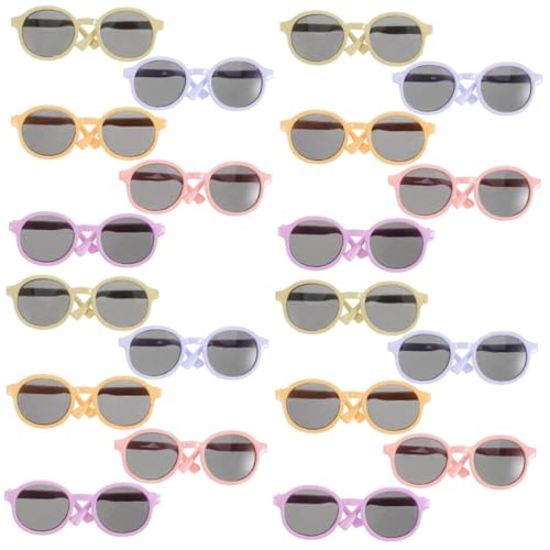 ibasenice 20 STK Puppenbrille Sonnenbrillen Basteln Kostümzubehör Für Minipuppen Gefüllte Tierbrille Runde Drahtgläser Puppenzubehör Puppenhauszubehör Miniaturbrille Für Puppe Plastik von ibasenice