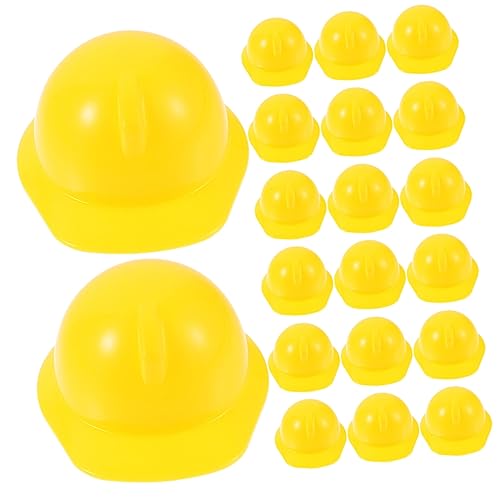 ibasenice 20 Stk Spielzeughelm Miniaturpuppenhut DIY-Hüte Zubehör für Schutzhelme Mini-Puppen doll accessories Puppenkleidung Miniaturpuppen-Schutzhelm Puppenbaumütze Abs Yellow von ibasenice