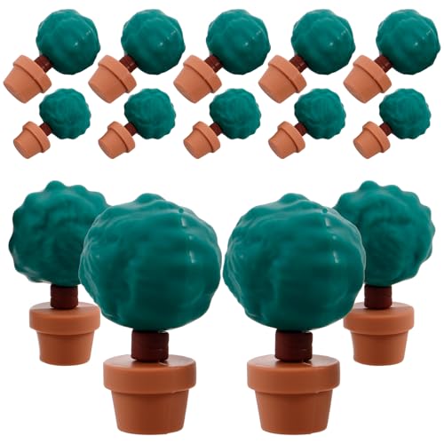 ibasenice 20St kleine Blumentopfpflanze Modellbau Bäume Kleine Zimmerpflanzen puppenhaus Pflanzen Mini blumentopf Miniaturbäume Puppenhaus-Miniaturen Mini-Gartenzubehör weiches Gummi Green von ibasenice