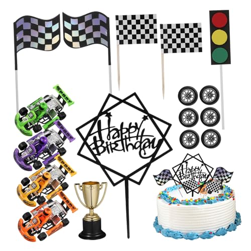 ibasenice 23 Stk Lkw-kuchen Mini-trophäen-kuchenaufsatz Autos Cupcake Topper Partygeschenke Kuchen Topper Kuchendeckel Cupcake-dekorationsset Rennwagen-geburtstagsdekorationen Papier von ibasenice