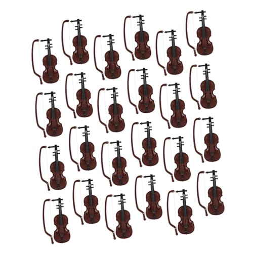 ibasenice 24 Sätze Mini-Geige Geigenschmuck Violine Geigen-sammlerstück Weihnachtsschmuck Musikinstrument Geige Musikspielzeug Für Babys Miniatur-Cello-Spielzeug Puppengeige Brown Plastik von ibasenice