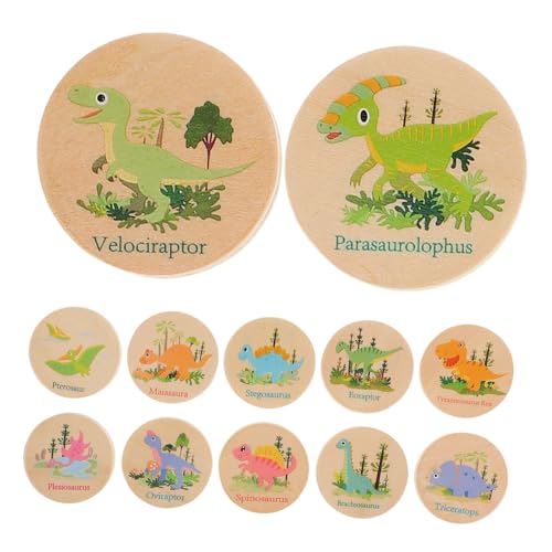 ibasenice 24 Stück Dinosaurier-Memory-Matching-Spiel Für Kinder, Holz-Tier-Matching-Spiel Für Kleinkinder, Frühes Lernen, Pädagogisches Spielzeug, Vorschul-gehirnspiel von ibasenice