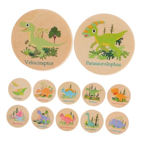 ibasenice 24st Dinosaurier-gedächtnisschach Kinderspiele Kindergarten Lernspiele Kleine Dinosaurier-spielzeuge Uzzle Dinosaurier-Foto-Requisiten Dinosaurier-Spiele Memory-Spiel Holz von ibasenice