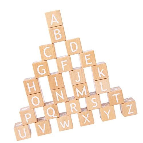 ibasenice 26st Alphabetblöcke Haushaltsspielzeug Bausteine Holzbuchstaben Groß Holz-Alphabet Buchstaben Zahlenspielzeug Lernblock Mit Englischen Buchstaben Hölzern Khaki von ibasenice