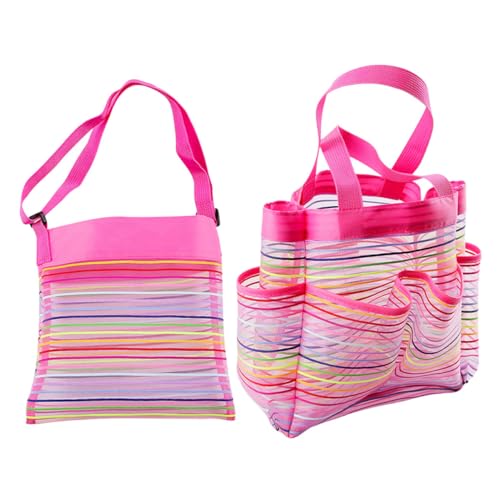 ibasenice 2St Badezimmer-Aufbewahrung Tasche Sandspielzeugsammler Mesh-Aufbewahrungstasche Mesh-Taschen kiddibuzz hürden Spielzeugtasche für den Strand tragbare Badezimmertasche Rosy von ibasenice