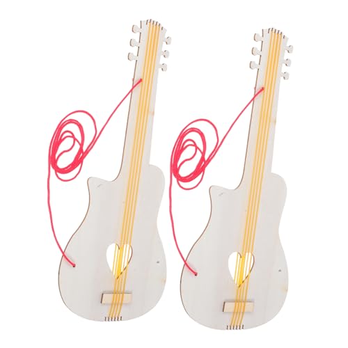 ibasenice 2St DIY Malerei Gitarrenspielzeug kinderspielzeug bastelsets für Kinderkunst käppis für papierschere DIY Gitarrenspielzeug Gitarren-Spielzeugdekor aus Holz hölzern von ibasenice