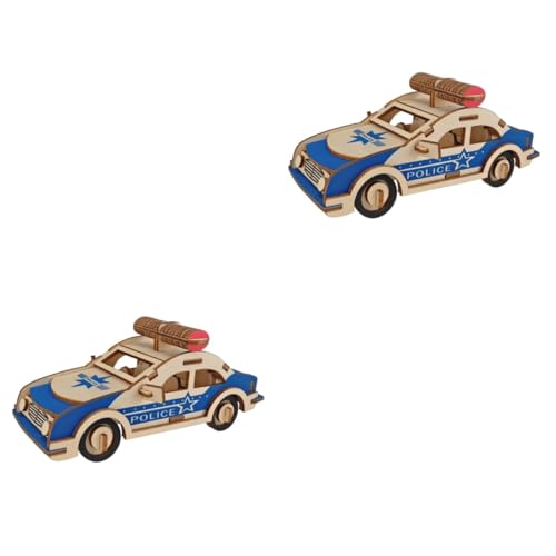 ibasenice 2St Kinder rätsel Holzpuzzle für Kinder Puzzles aus Holz Kinderpuzzle Holzspielzeug Spielzeuge Kinderspielzeug Holzpuzzles Spielzeug 3D-Rätsel gebaut Polizeiauto Modell Bambus von ibasenice