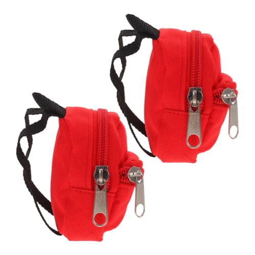 ibasenice 2St Puppenrucksack interaktives Puppen Accessoires Puppen Reise Zubehör Puppen Taschen Set Schulrucksack Puppen Puppenschulrucksack Mini-Puppenschulzubehör Polyester rot von ibasenice