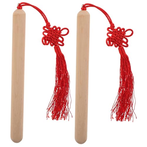 ibasenice 2St Schlaginstrumentenstab interaktives musikinstrumente Percussion-Musikstöcke Taschentrommelstöcke Rhythmusstäbe aus Holz Musik-Rhythmus-Sticks Polyester Beige von ibasenice