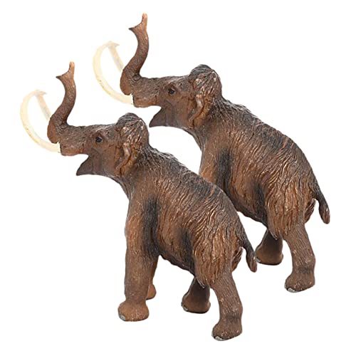 ibasenice 2St Simuliertes Mammut für kinderspielzeug Tierfiguren für Dekoration Mammutmodell Plastikmodell lebendiges Tierhandwerk Tierförmiges Tierstatue PVC von ibasenice