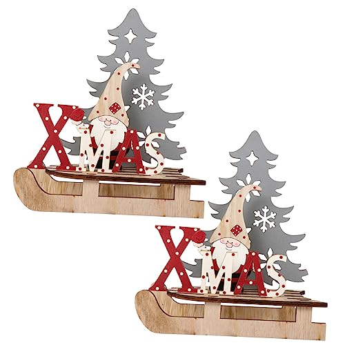 ibasenice 2St Weihnachtsschmuck weihnachtsdeko bürodeko decoratiuni craciun Schlitten Weihnachtsrätsel weihnachtliche Desktop-Dekoration Wohnkultur Puzzle-Modell aus Holz DIY-Puzzle Bambus von ibasenice