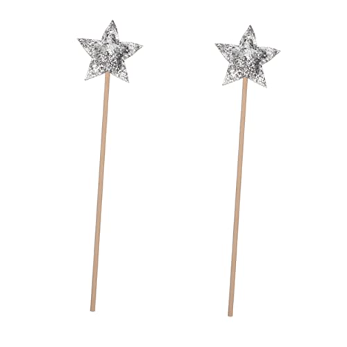 ibasenice 2St Zauberstab Fairy Wand Party zubehör Kinder glitzerstab for Feenprinzessin-Stick Rollenspiel Feenstab Mädchen Stern Zauberstäbe Glitzer-Fee-Sticks hölzern Silver von ibasenice