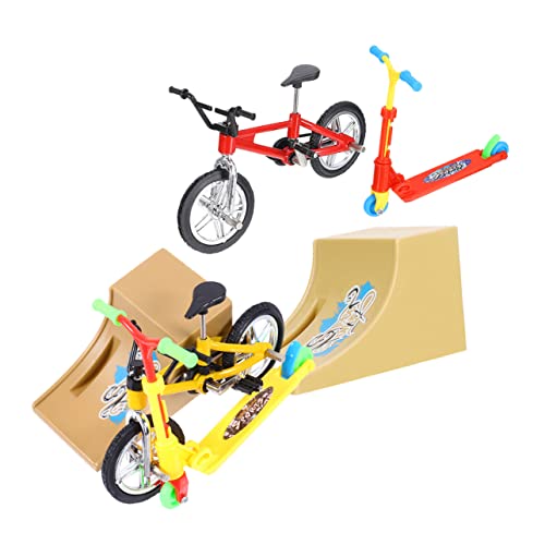 ibasenice 2er Set Finger Scooter Rampen Kit Für Spaßiges Für Fingerbike Und Fingerboard Ideal Für Freizeitspiele Und Wettbewerbe Inklusive Gelbem Und Rotem Fingerbike Mit Faltbarer von ibasenice