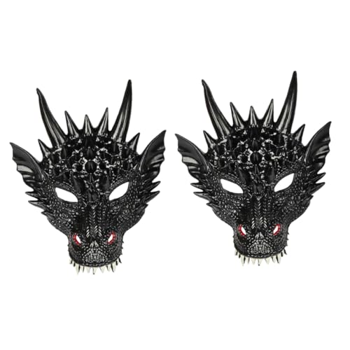 ibasenice 2st Drachenmaske Cosplay-maske Cosplay Drachenkostüm Halloween-tiermasken Halloweenkostüm Halloween-gruselmasken Halloween-cosplay-requisiten Karnevalsmasken Monstermaske Black Pu von ibasenice