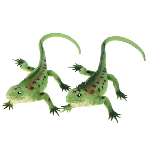 ibasenice 2st Eidechsenmodell Ornament Eidechsenfigur Reptilienfigur Gecko-Figur Tierische Sammelfigur Eidechsenskulptur Miniatur-Gecko Umweltfreundlicher Kunststoff Green von ibasenice