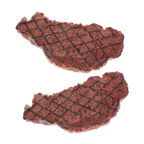 ibasenice 2st Food-Modell Steak-Spielzeug Simulationsfleisch Realistisches Spielfutter Gefälschte Steaks Gefälschtes Pflanzenpräsentationsfleisch Aussehendes Steak Plastik Brown von ibasenice