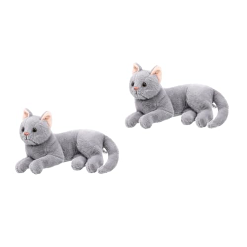 ibasenice 2st Katzenspielzeug Plüschtiere Weiche Stofftierpuppe Gefüllte Katzenpuppe Katzenplüschkissen Stofftiere Große Kuscheltiere Plüschkätzchen Stofftier Mini-stofftier Plüschkatze Grey von ibasenice