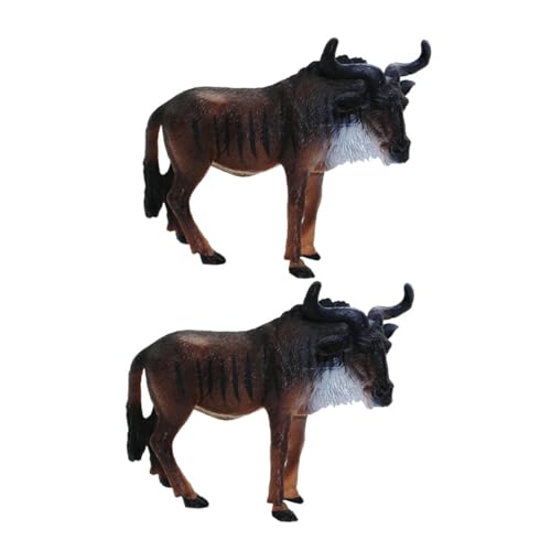 ibasenice 2st Kognitives Für Dschungeltier-spielzeugsammlung Nachbildung Eines Afrikanischen Gnus Gnus-sammelfigur Realistische Tierfiguren Spielzeugpferde Gnusfigur PVC von ibasenice