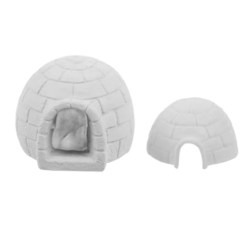 ibasenice 2st Mikrolandschafts-iglu-Szene Winzige Eishausstatuen Kleines Iglu-Spielzeug Winzige Iglu-Ornamente Miniatur-eishausdekorationen Kleine Iglu-Figuren Mikro-iglu-Figuren Weiß Harz von ibasenice