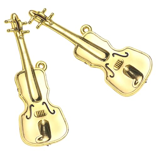 ibasenice 2st Mini-Geige Mini-musikinstrumentenmodell Im Chinesischen Stil Puppenhaus-miniaturartikel Mini-Gitarre Weihnachtsmusikinstrument-Ornament Violine Plastik Golden von ibasenice