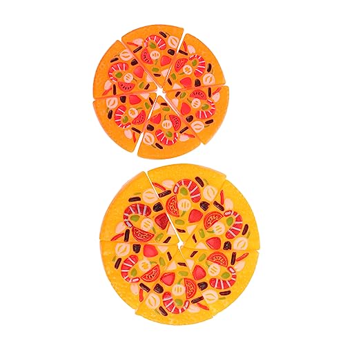 ibasenice 2st Pizza Le Pizzaspielzeug Schneiden Interaktives Simulations-Pizza- Lernspielzeug Interaktive Spielsachen Spielhaus Orange Plastik von ibasenice