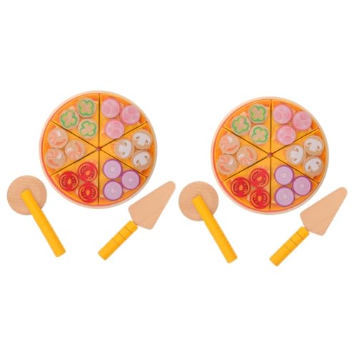 ibasenice 2st Pizzaspielzeug Pizza-spielset Für Kinder Pizza Spielen Spielzeugnahrung Spielküchenzubehör Gefälschte Pizza Spielzeug Zum Schneiden Von Lebensmitteln Zartes Blatt Hölzern von ibasenice