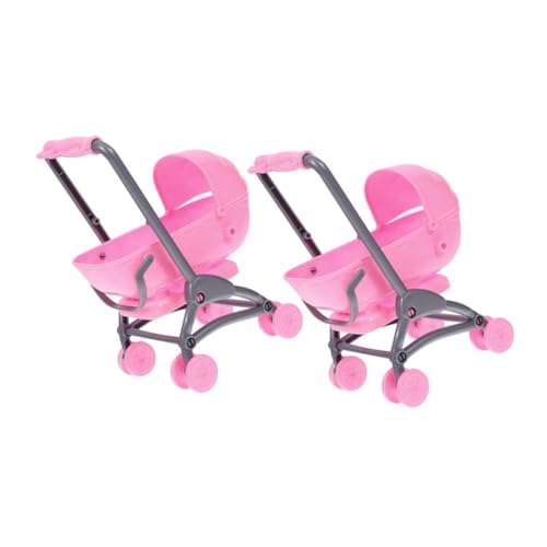 ibasenice 2st Spielzeugkinderwagen Für Kinder Puppenhausmöbel Zubehör Für Babypuppen Puppen Babyspielzeug Kinderwagen Spielzeug Puppenwagen Aus Kunststoff Kinderspielzeug Abs Rosa von ibasenice