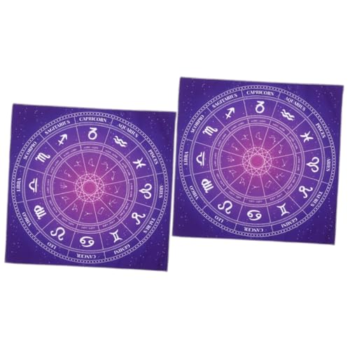 ibasenice 2st Tarot-tischdecke Pentagramm-tischdecke Weissagung Tischtuch Wahrsagerei-spezialtischdecke Wandteppich Mit 12 Sternbildern Pentagramm Wicca-zubehör Und Werkzeuge Polyester von ibasenice