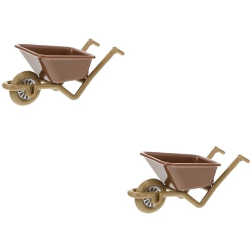 ibasenice 2st Warenkorb-Modell Mikrolandschaftsornament Spielzeug Miniatur Mini-Wagen-dekor Mini-gartenwagen-Modell Kinderwagen Simulationswagen Kleiner Einkaufswagen Wagenmodelle Brown Abs von ibasenice