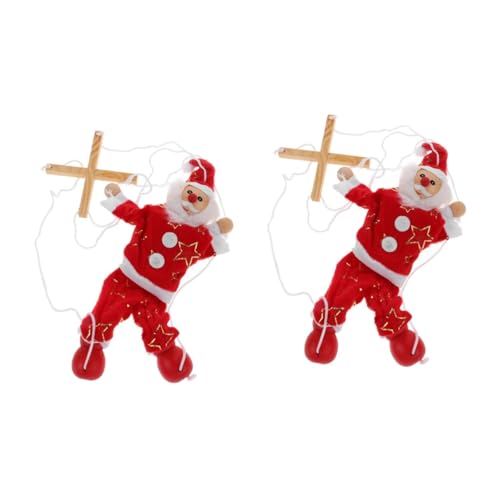 ibasenice 2st Weihnachts Puppen Weihnachtspuppen Santa Marionette Weihnachtsmann Spielzeug Marionettenspielzeug Weihnachtsspielzeug Marionettenpuppe Spielzeuge Kinderspielzeug Rot Holz von ibasenice