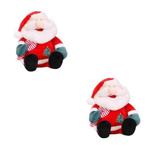 ibasenice 2st Weihnachtspuppe Weihnachtsspielzeug Stehende Weihnachtsmannfigur Miniatur-weihnachtsfigur Desktop-weihnachtsfigur Sammlerfigur Weihnachtsmann Weihnachtsmann-Ornament Rot Plüsch von ibasenice