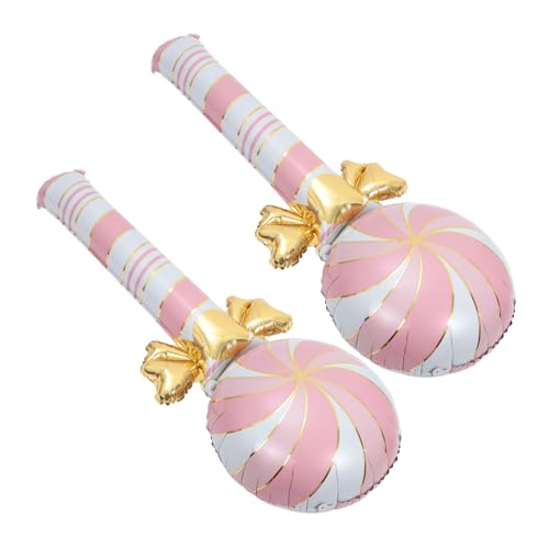 ibasenice 2st Zuckerstangenballons Weihnachts-hüpfburgen Zuckerstange Ballon Wasserballon Ballonstäbchen Geburtstag Luftballons Blaue Lutscher Zuckerstangen Aufblasen Rosa Aluminiumfolie von ibasenice