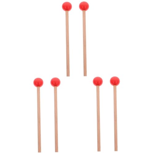 ibasenice 3 Paare Marimbaschlägel Xylophon-Sticks Schlägel Für Tenortrommeln Tastaturhammer Zungentrommelschlägel Marimba-hämmer Instrumentenzubehör Xylophon-trommelstöcke Gummi Rot von ibasenice