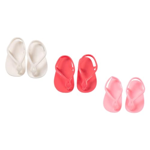 ibasenice 3 Paare Puppensimulationssandalen Kohlbeet-Puppen Zubehör für Babypuppen Puppenkleidung Puppenwagen rosa Schuhe Puppensandalen verschleißfeste Minischuhe Schuhe Plastik von ibasenice