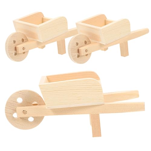 ibasenice 3 STK Mini-Kinderwagen Schubkarre Minikarren-Modelle Minikarren-Spielzeug Modelle Von Minikarrenkarren Puppenhauskarren Mini-Karren-Spielzeug Holz von ibasenice