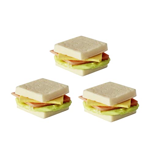 ibasenice 3 STK Mini-Sandwiches Miniatur-Essen Puppenhaus Spielzeug für Kinder Spielzeug Lebensmittel kinderspielzeug Kinder Spielzeug Miniatur-Sandwich-Ornament Mini-Sandwich-Modelle Harz von ibasenice