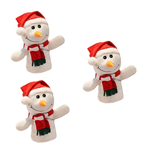 ibasenice 3 STK Santa Handpuppe Weihnachten Stofftiere Fingerpuppen Für Kleinkinder 1-3 Spielzeug Für Kinder Stofftier Schneemann Mini-Puppen Tierpuppen Hirsch Handpuppe Weiß Pp Baumwolle von ibasenice