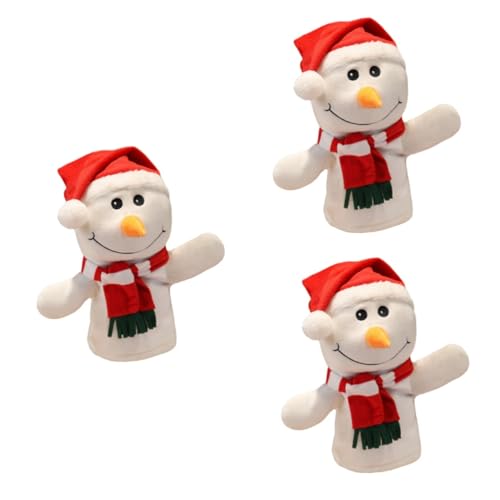 ibasenice 3 STK Santa Handpuppe interaktives Spielzeug Kinder Puppen Fingerpuppen für Kleinkinder 1-3 Schneemann-Fingerpuppe Cartoon-Fingerpuppe schöne weihnachtsspielzeuge PP Baumwolle Weiß von ibasenice