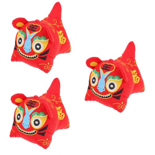 ibasenice 3 STK Tigerpuppe wohnzimmerdeko glucksbringer Tiger Spielzeug Tierspielzeug Chinesisches Maskottchen Spielzeug Cartoon-Figur-Schmuck Festival-Puppenverzierung PP Baumwolle rot von ibasenice