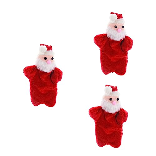 ibasenice 3 STK Weihnachtspuppe Weihnachtliche Fingerpuppe Cartoon-fingerpuppe Fingerpuppen Für Kinder Spielzeug Für Kinder Lernspielzeug Kinderspielzeug Plüschtiere Kurzplüsch Rot von ibasenice