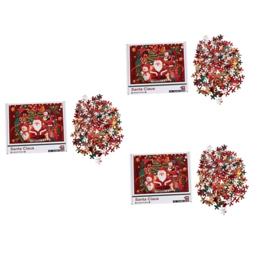 ibasenice 3 Sätze 1000 Weihnachtsmann-Puzzle Kinderpuzzle Weihnachtsspielzeug Puzzle-Spielzeug Urlaubspuzzle Puzzle Christmas Weihnachts Puzzle Lernspielzeug Dekompressionsrätsel Papier rot von ibasenice