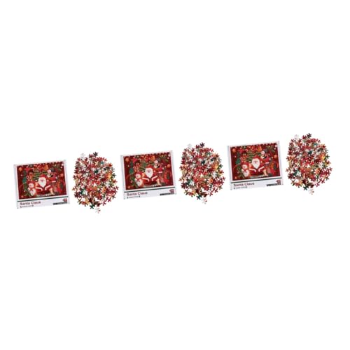 ibasenice 3 Sätze 1000 Weihnachtsmann-Puzzle Puzzle Christmas Weihnachts Puzzle weihnachtsgeldgeschenke Rätsel für Erwachsene Heiligabend-Puzzle Lernspielzeug Intelligenz-Puzzle Papier rot von ibasenice