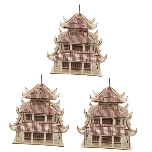 ibasenice 3 Sätze 3D-Puzzle Bauen Rätsel für Erwachsene Kinder rätsel bürodeko DIY Puzzles pädagogisches Stammspielzeug Modelle BAU-Puzzle-Set 3D-Puzzles für Kinder Riesenrad Ornamente Holz von ibasenice