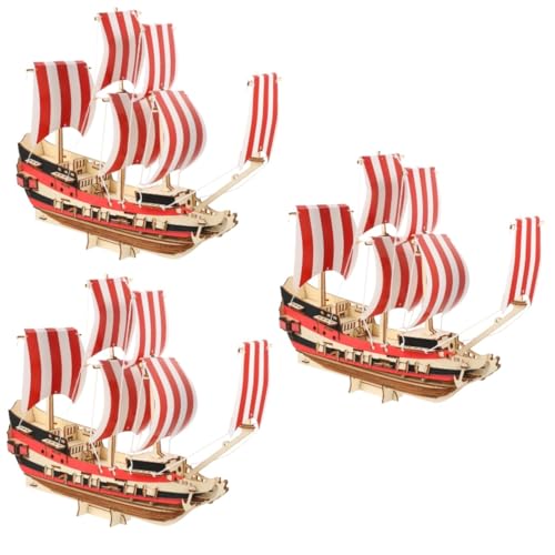 ibasenice 3 Sätze 3D-Segelpuzzle Kinder holzpuzzle Kinder holzspielzeug nautisches segelboot dekor 3D-Rätsel Kinder rätsel Modelle Schiff Schiffsmodell Coole Rätsel für Erwachsene Handbuch von ibasenice